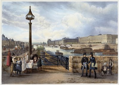 Le Louvre visto dal Pont Neuf - in Promenade dans Paris et ses environs, disegnato da Jacottet e Benoist, c. 1840 da Philippe Benoist