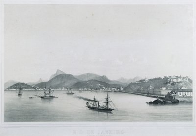 Nove vedute panoramiche di Rio de Janeiro: As Prais St. Luzia a Gloria, 1862 da Philippe Benoist