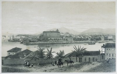 Nove vedute panoramiche di Rio de Janeiro: Da Ilha das Cobras, 1862 da Philippe Benoist