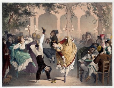 La griglia ha Bullier Scena di intrattenimento popolare. Litografia di Philippe Jacques Linder (1835-?). Serie Museo di Costumi e Azioni. Museo Carnavalet, Parigi da Philippe Jacques Linder