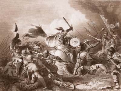 La battaglia di Hastings, inciso da A.H. Payne da Philippe Jacques de Loutherbourg