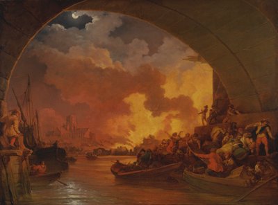 Il grande incendio di Londra da Philippe Jacques de Loutherbourg