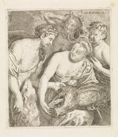 Meleagro dà la testa del cinghiale calidonio ad Atalanta da Philippe Lambert Joseph Spruyt