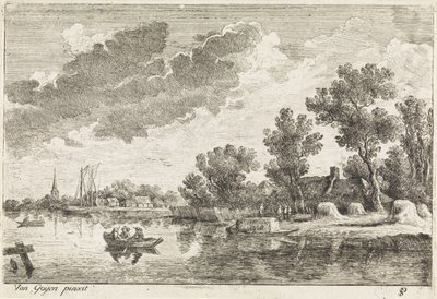 Paesaggio fluviale con barca a remi da Philippe Lambert Joseph Spruyt