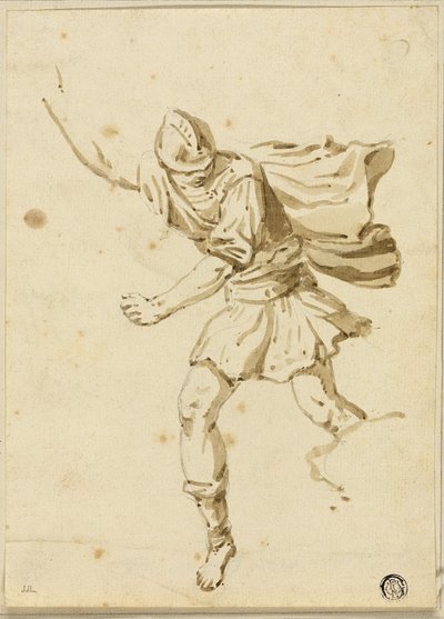 Guerriero romano in corsa, punta verso l