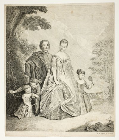La passeggiata in famiglia, anche chiamata Philippe Mercier, sua prima moglie e famiglia da Philippe Mercier