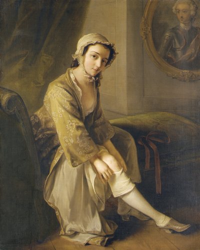 Giovane donna in un vestito fulvo da Philippe Mercier