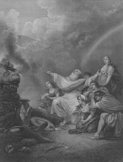 Il Sacrificio di Noè, Genesi 8, Versetto 20-22 da Philippe de (after) Loutherbourg