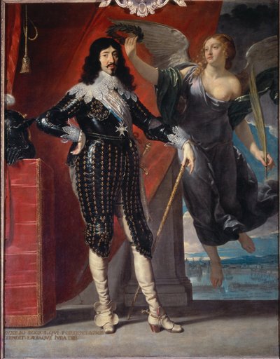 Ritratto a figura intera di Luigi XIII incoronato dalla Vittoria da Philippe de Champaigne
