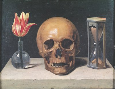 Vanitas Natura Morta con un Tulipano, Teschio e Clessidra da Philippe de Champaigne