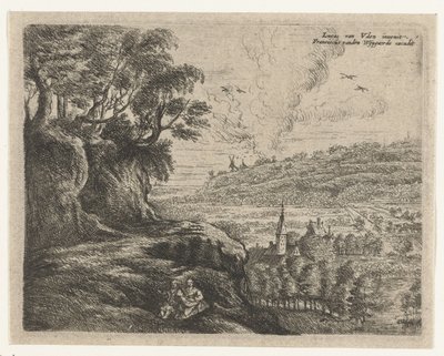 Paesaggio con uomo, donna e bambino da Philips Augustijn Immenraet