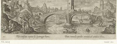 Pesca con la canna
Caccia e pesca (titolo della serie)
Venationes, Piscationes et Aucupii Typi (titolo della serie) da Philips Galle (attributed to workshop of)