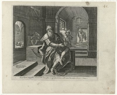 Re Manasse in prigione da Philips Galle (attributed to workshop of)