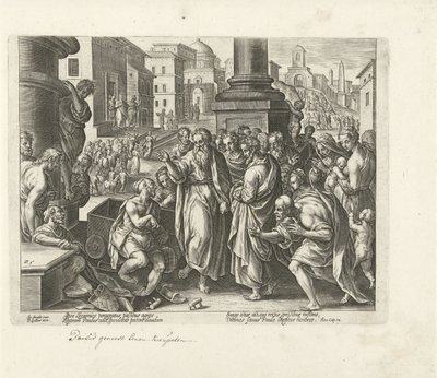 Paolo guarisce uno storpio a Listra da Philips Galle (possibly)