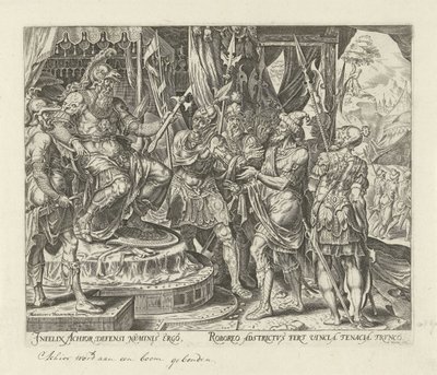 Achior davanti a Oloferne (Storia di Giuditta e Oloferne) da Philips Galle