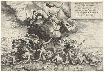 Apollo e Diana uccidono i figli di Niobe da Philips Galle