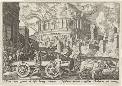 I Caldei portano via le colonne del tempio di Gerusalemme da Philips Galle
