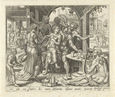 Il figliol prodigo sperpera la sua eredità da Philips Galle