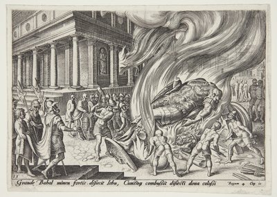 Jehu distrugge il tempio e la statua di Baal da Philips Galle