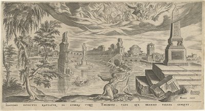 Paesaggio con Eliseo che riceve il mantello di Elia da Philips Galle