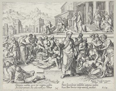 Pietro guarisce i malati con la sua ombra da Philips Galle