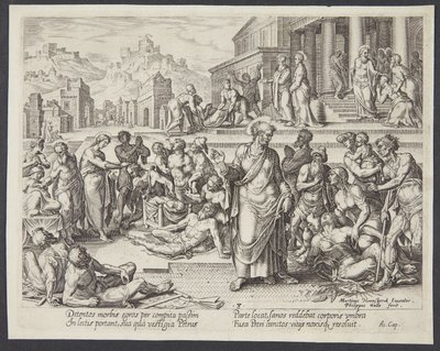 Pietro guarisce i malati con la sua ombra da Philips Galle
