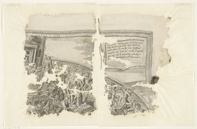 Angolo in alto a destra di una stampa della scena di Cebes (Tabula Cebetis Carta Vitae) da Philips Galle