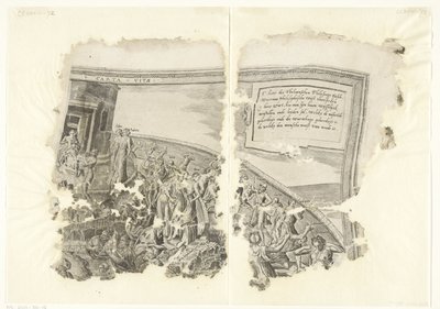 Angolo superiore destro di una stampa della scena di Cebes (Tabula Cebetis Carta Vitae) da Philips Galle