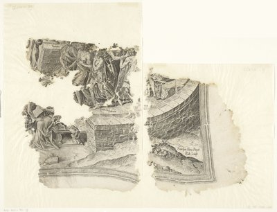 Angolo in basso a destra di una stampa della scena di Cebes (Tabula Cebetis Carta Vitae) da Philips Galle