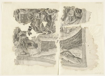 Angolo inferiore destro di una stampa della scena di Cebes (Tabula Cebetis Carta Vitae) da Philips Galle