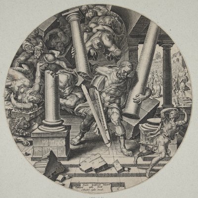 Sansone distrugge il tempio dei filistei da Philips Galle