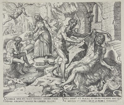 Satana colpisce Giobbe con le sue piaghe da Philips Galle