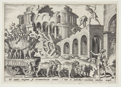 I Caldei portano via i tesori del tempio da Philips Galle