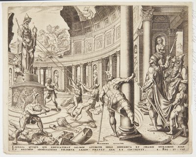 La distruzione del tempio di Astarte, Chemosh e Milcom da Philips Galle