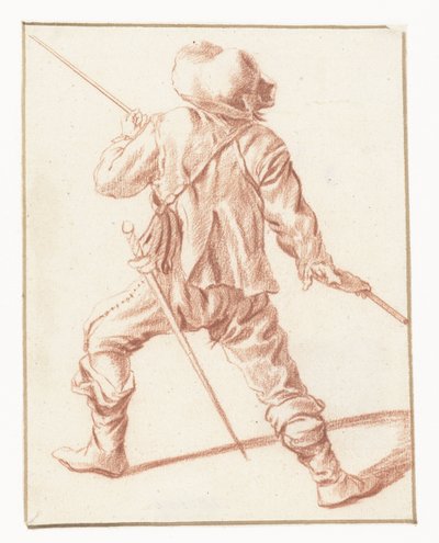Uomo che combatte con una lancia, visto da dietro da Philips Wouwerman (copy after)