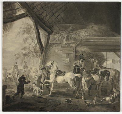 Interno di una stalla da Philips Wouwerman