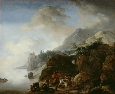 Viaggiatori in attesa di un traghetto da Philips Wouwerman