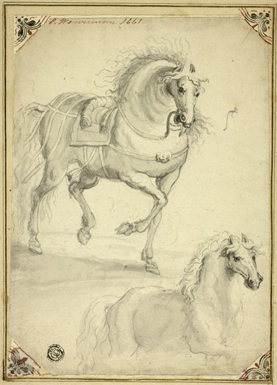 Due schizzi di cavallo al trotto da Philips Wouwerman