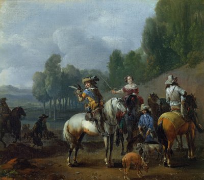 Una festa di falconeria da Philips Wouwermans or Wouwerman