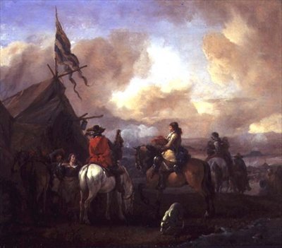 Cavalieri in un accampamento militare da Philips Wouwermans or Wouwerman