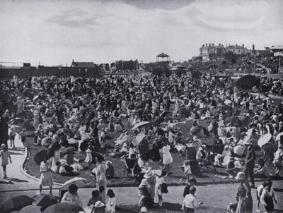Spiaggia di St Kilda, il popolare resort balneare di Melbourne, mostrando i prati da Photographer Australian
