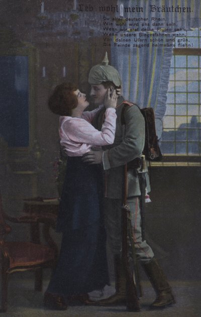Soldato tedesco saluta la moglie prima di partire per la guerra (foto a colori) da Photographer German