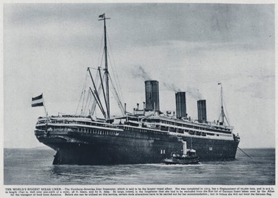 Imperator, transatlantico costruito per la German Hamburg America Line nel 1913, utilizzato dagli Alleati per trasportare le truppe americane negli Stati Uniti dopo la fine della Prima Guerra Mondiale da Photographer German
