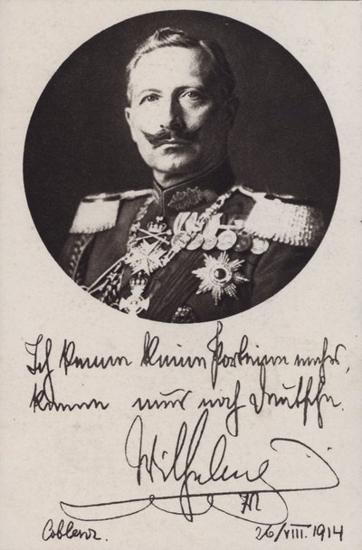 Kaiser Guglielmo II di Germania, cartolina di propaganda della Prima Guerra Mondiale da Photographer German