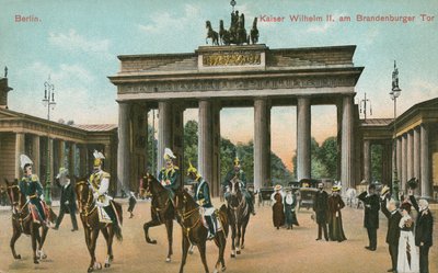 Kaiser Guglielmo II di Germania alla Porta di Brandeburgo, Berlino (foto a colori) da Photographer German