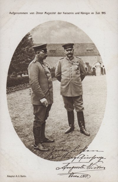 Kaiser Guglielmo II con il maresciallo di campo Paul von Hindenburg, comandante dell