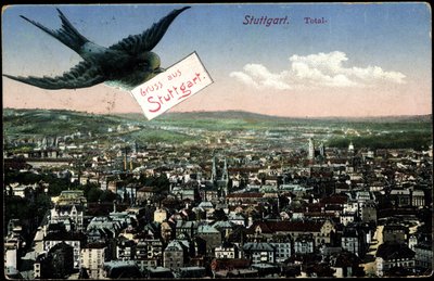 Stoccarda, vista della città con rondine da Photographer German