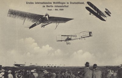 La prima gara aerea internazionale in Germania, la Berliner Flugwoche, Berlino-Johannisthal, settembre - ottobre 1909 da Photographer German