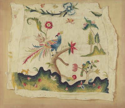 Sedile di sedia ricamato a crewel, c. 1936 da Phyllis Dorr