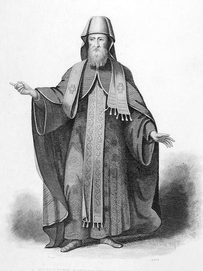 Un vescovo moscovita nel suo abito pontificale, inciso da J. B. Bird, da 